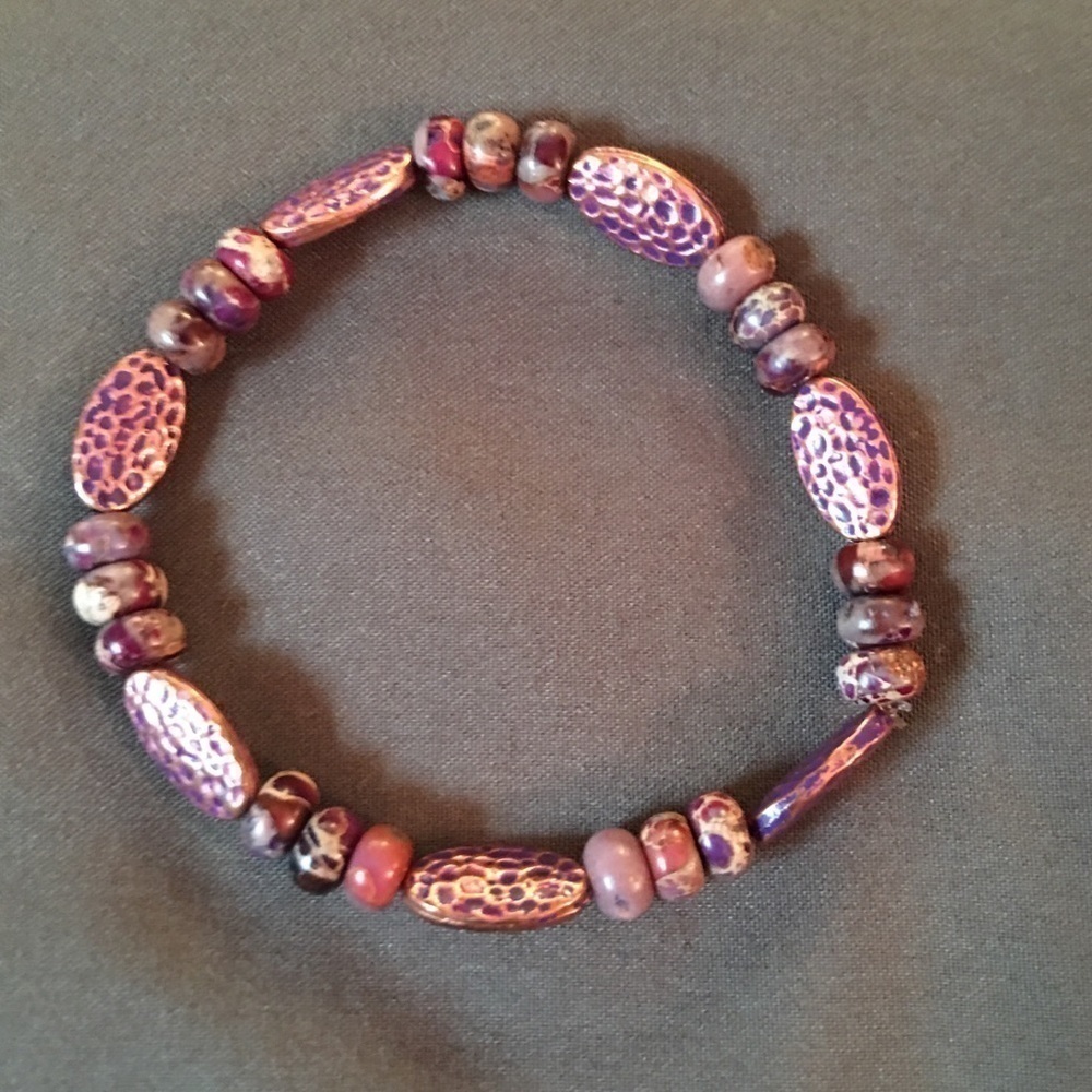 Purple Jasper and metal bracelet